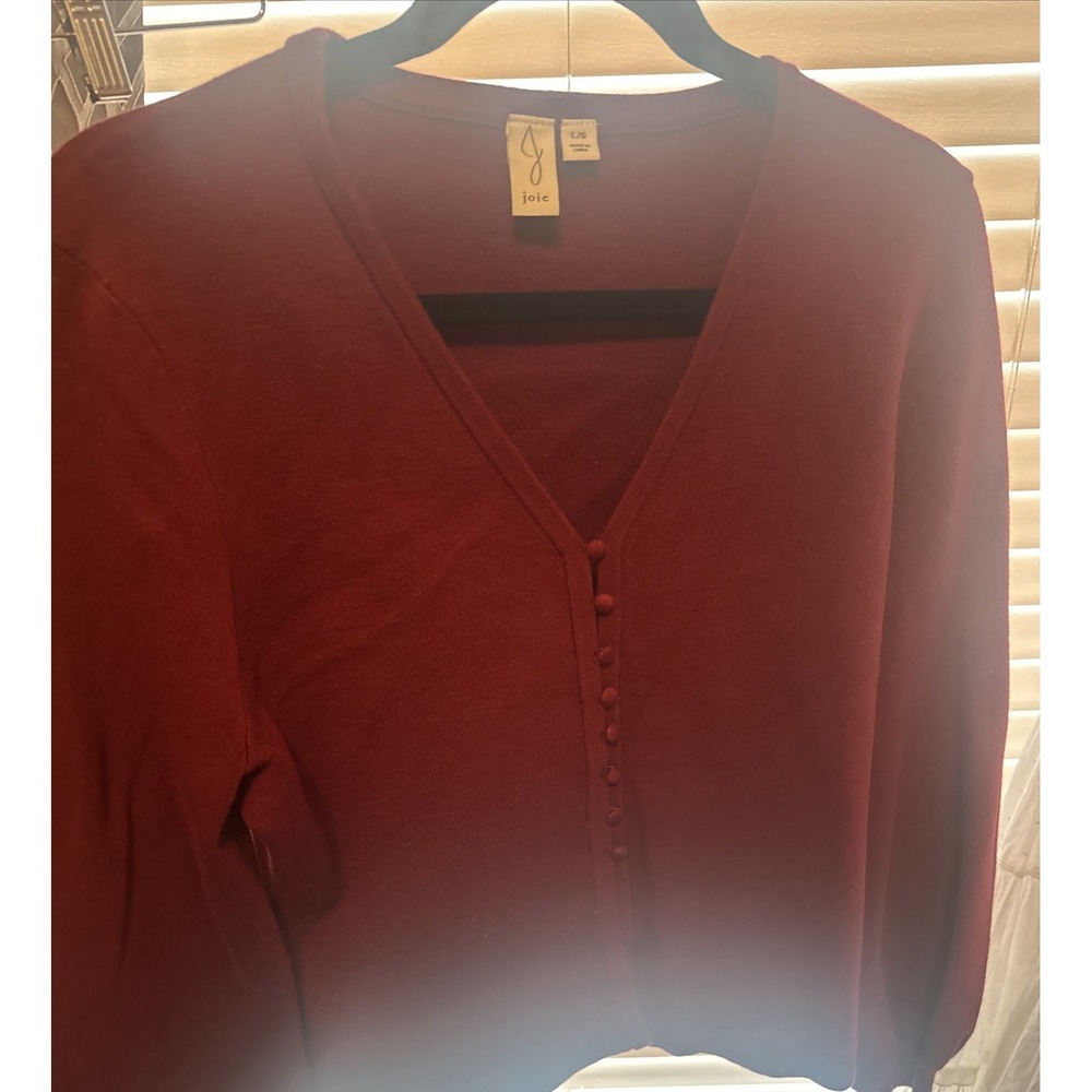 New! JOIE Wool Blend Red Sweater Button Detail Color: Rose Size Large